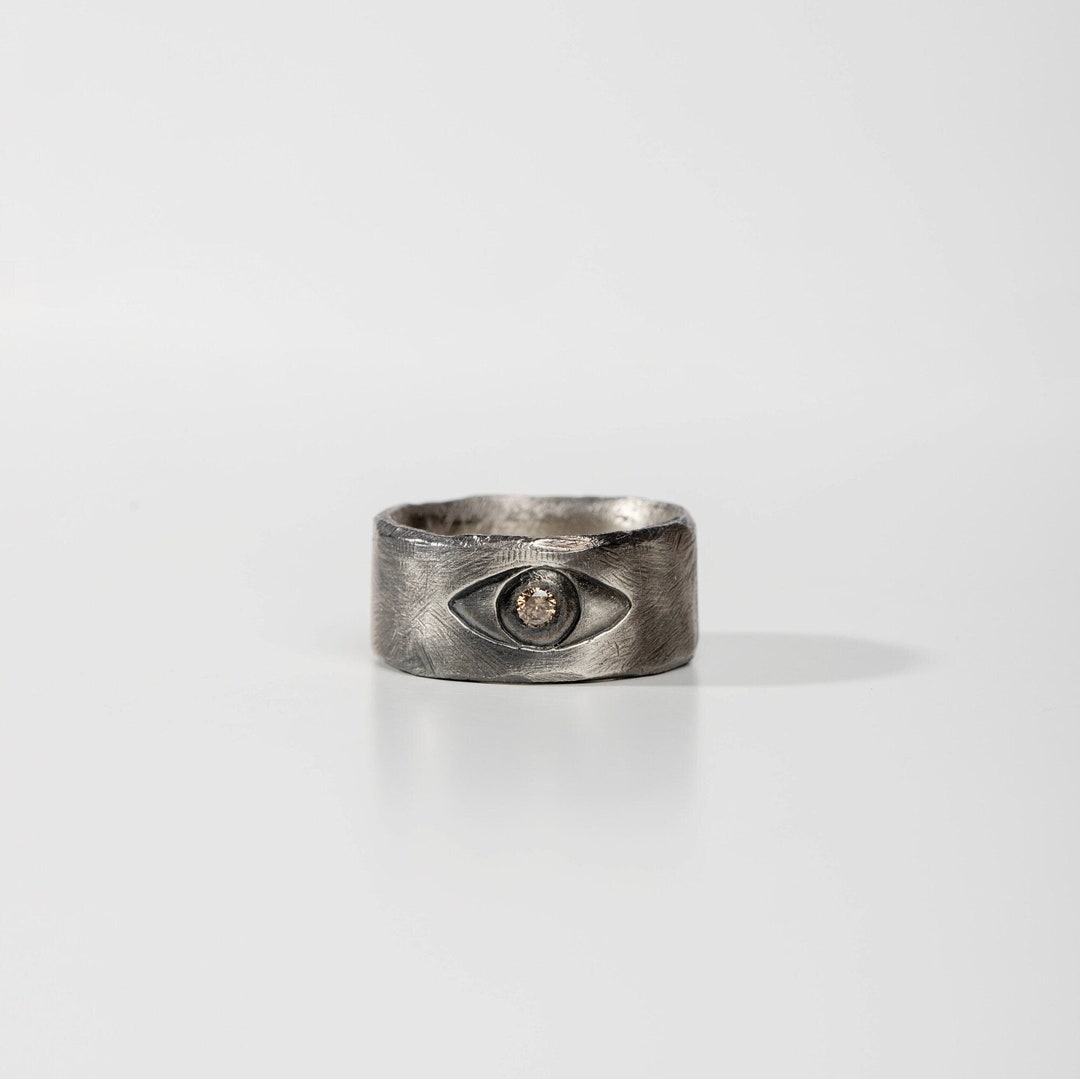 White Evil Eye Band Ring main image 1
