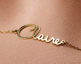 Gold Name Bracelet Custom Personalized Sterling Silver or 14K Solid Gold - Customized Birthday Gift for Her - SB00007