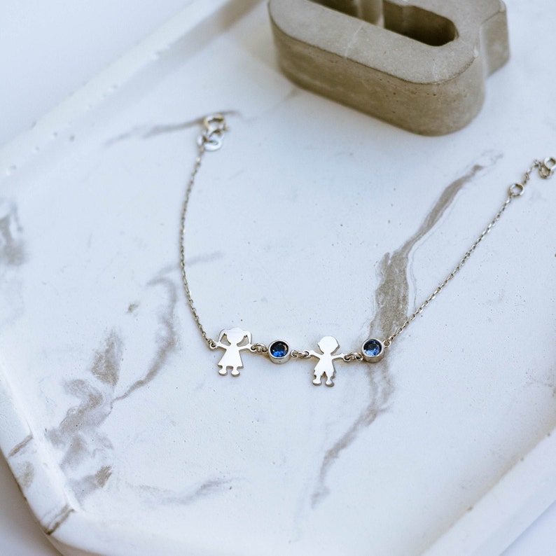 Birthday Gift for Mother Personalized Kids Birthstone Bracelet Sterling Silver Gift for Mom Family Bracelet Mothers Day Gift SB1028