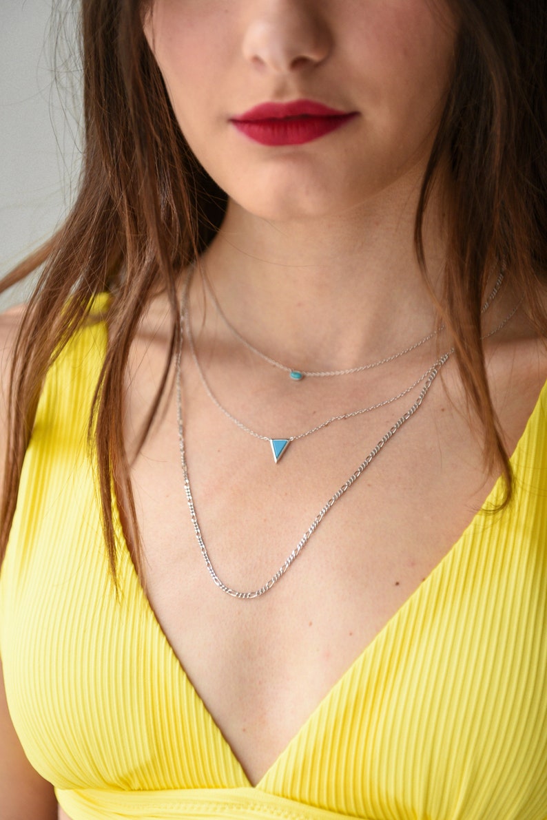 Chain Necklace Figaro SN0795 Dainty Choker Sterling Silver Gift for Girlfriend