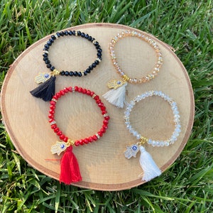 Evil Eye Tassel Bracelet, Protection Bracelet, Hamsa Hand Protection, Hamsa Hand Jewelry