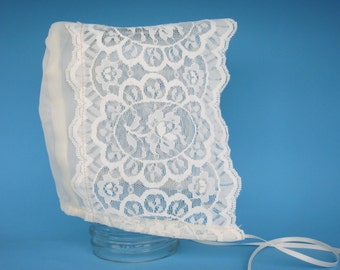 Lace bonnet baby baptism headpiece baptism bonnet lace baby bonnet baptism hat lace christening bonnet ivory baptism bonnet christening hat