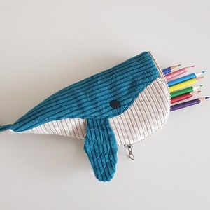 Whale Pencil Case With Zipper- Whale Cosmetic Bag, Whale Pencil Pouch, Humpback Whale Bag, Pencil Pouch, Adult Pencil Case - Travel Tote