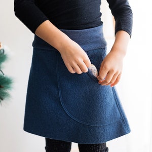 Jupe chaude en laine pour fille avec poche latérale et taille élastique, Jupe en laine d'hiver Walk Rock, Walkrock pour fille en 100 % laine bouillie, 80-152 image 2