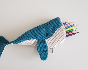 Whale Pencil Case With Zipper- Whale Cosmetic Bag, Whale Pencil Pouch, Humpback Whale Bag, Pencil Pouch, Adult Pencil Case - Travel Tote