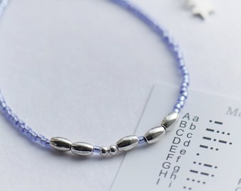 Mum morse code bracelet with purple beads