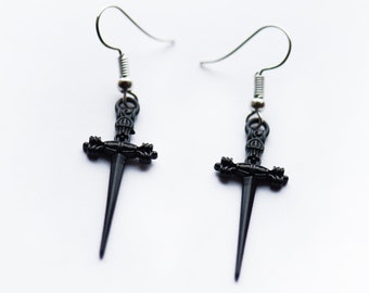 Boucles d’oreilles épée noire