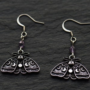 Moth earrings with stainless steel ear wires