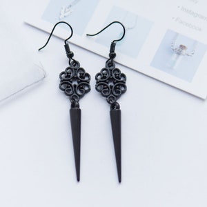 Black gothic spike earrings
