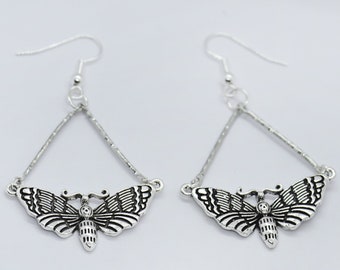 Moth earrings with silver plated ear wires