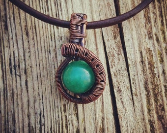 Wire wrapped green aventurine necklace
