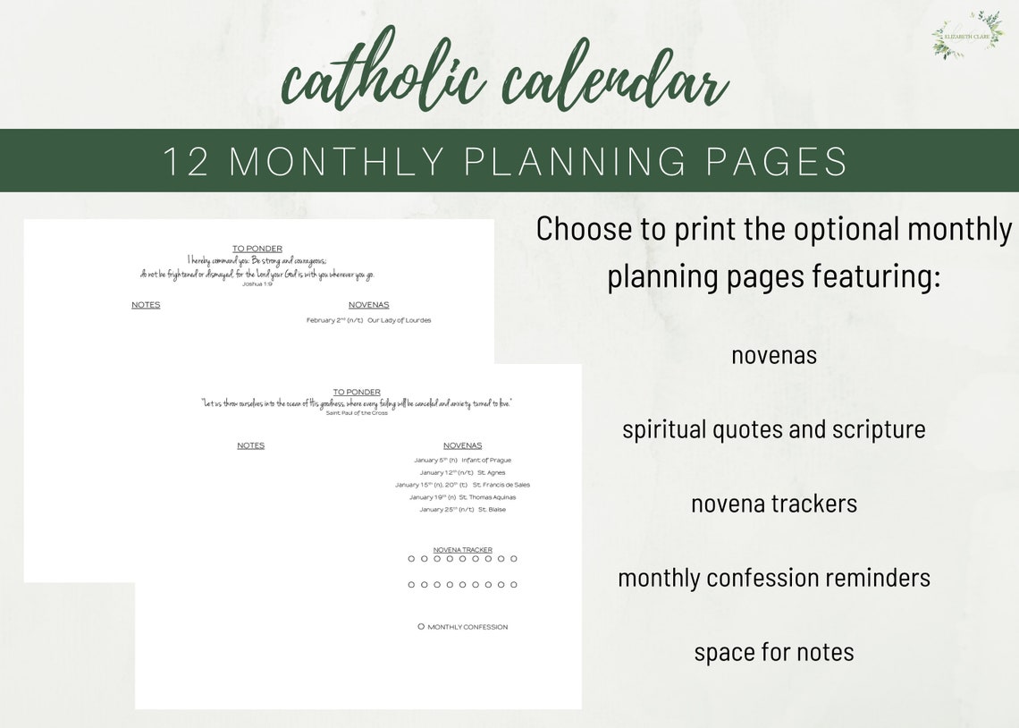 Buy 2023 Catholic Calendar Printable: Monthly One Page Catholic Online