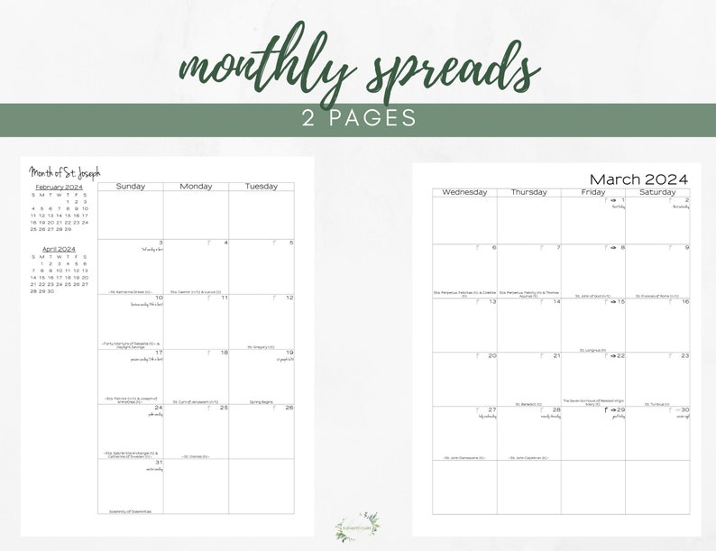 2024 Catholic Planner Printable PDF: Daybook / Daily Weekly Calendar / Catholic Liturgical Year Calendar / Catholic Woman / TLM image 2