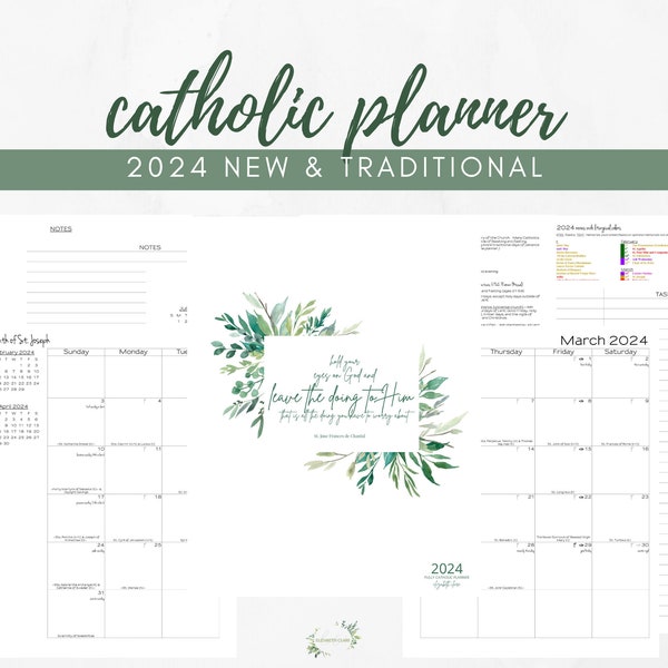 2024 Catholic Planner Printable PDF:  Daybook / Daily Weekly Calendar / Catholic Liturgical Year Calendar / Catholic Woman / TLM