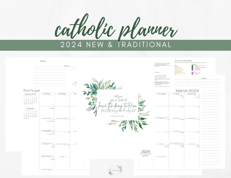2024 Catholic Planner Printable PDF: Daybook / Daily Weekly Calendar / Catholic Liturgical Year Calendar / Catholic Woman / TLM image 1