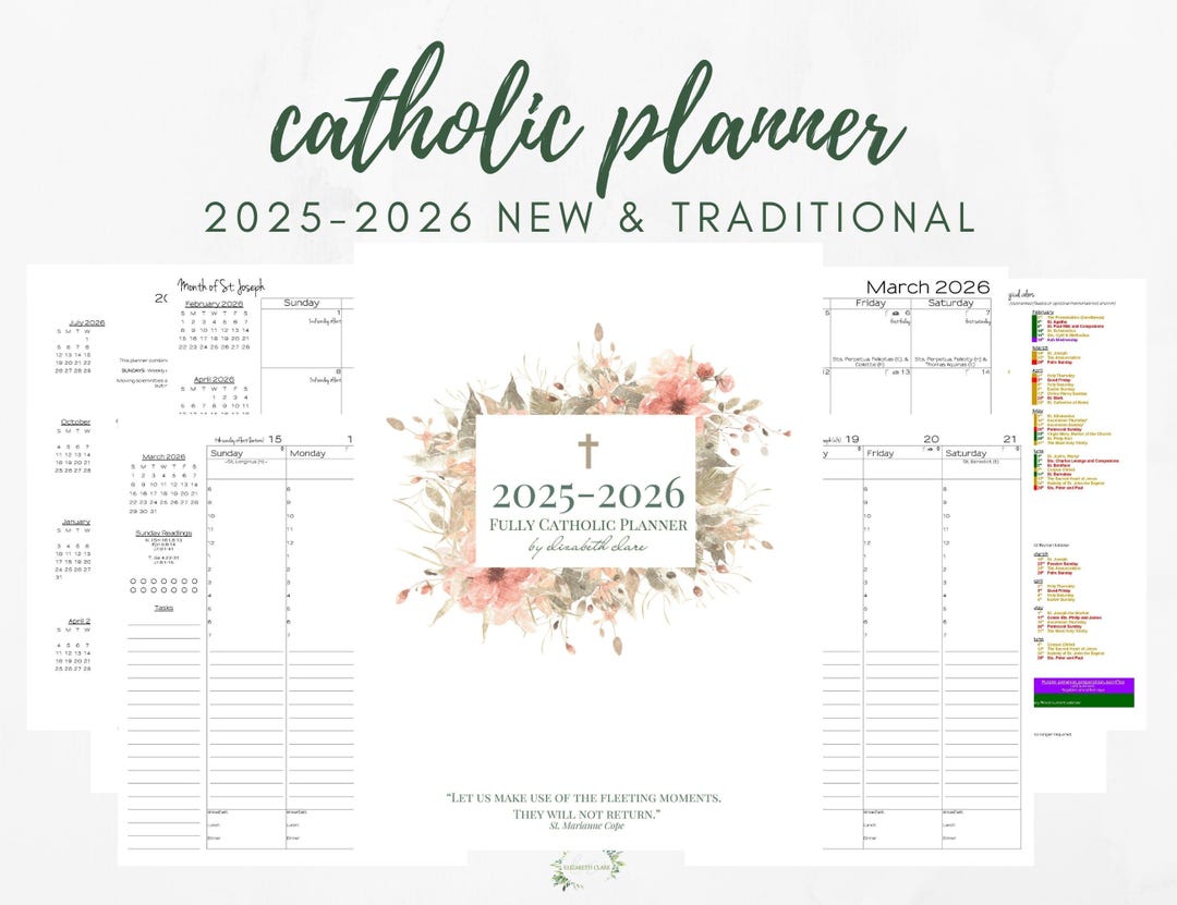 20252026 Catholic Planner Printable PDF Daybook / Daily Weekly