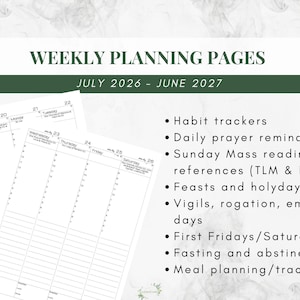 2026-2027 Catholic Planner Printable PDF: Daybook / Daily Weekly Calendar / Catholic Liturgical Year Calendar / Catholic Woman / TLM image 7