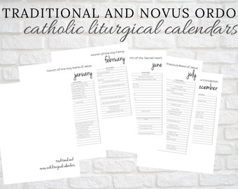 Traditional Latin Catholic and Novus Ordo Printable Calendar:  Catholic liturgical year / Catholic Homebinder Printable / Latin Mass