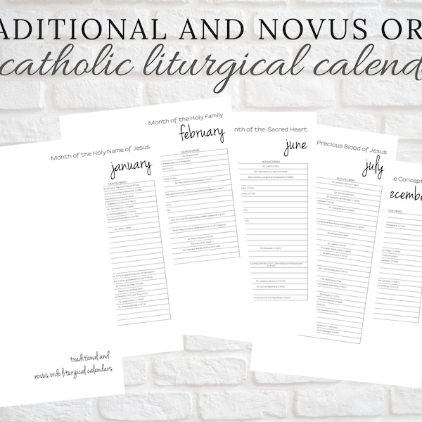 Traditional Liturgical Calendar Etsy