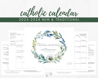 2024-2025 Catholic Calendar Printable:   Academic Monthly One Page Catholic Liturgical Year Calendar / Catholic Woman / Catholic Family