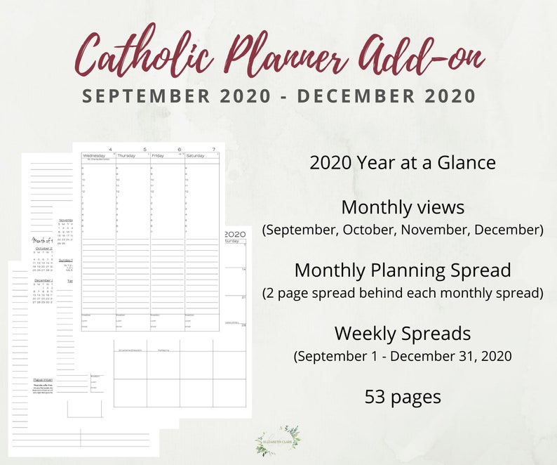 2020 Traditional Latin Catholic Planner Printable EXTENSION Etsy