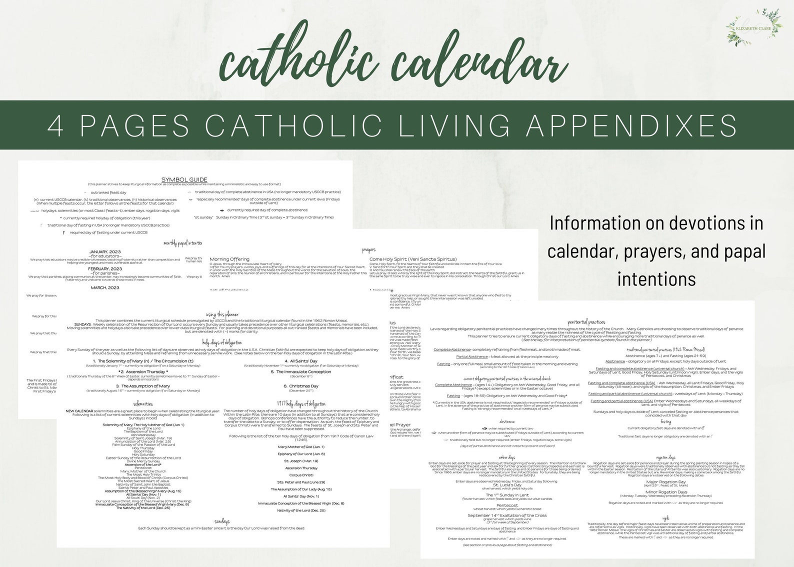 2023 Catholic Calendar Printable: Monthly One Page Catholic - Etsy