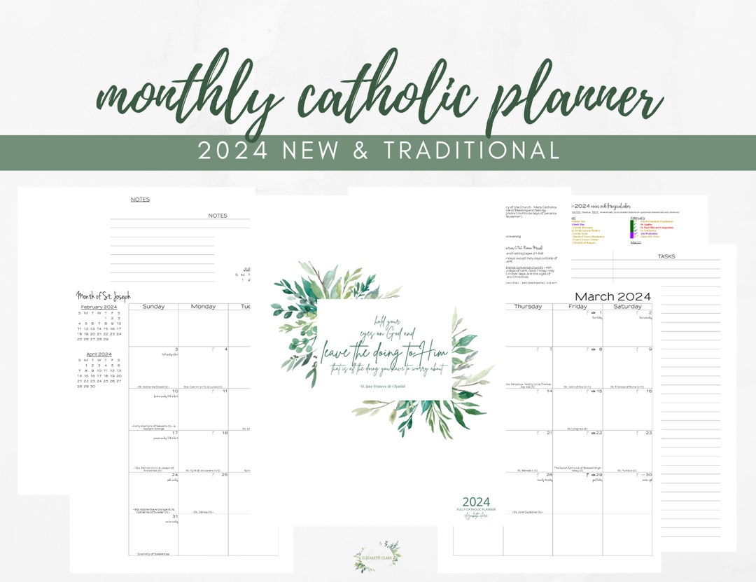 2024 Monthly Catholic Planner Printable PDF Monthly Calendar