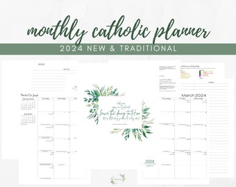 2024 Monthly Catholic Planner Printable PDF:  Monthly Calendar / Catholic Liturgical Year Calendar / Catholic Woman/ Traditional TLM Mass