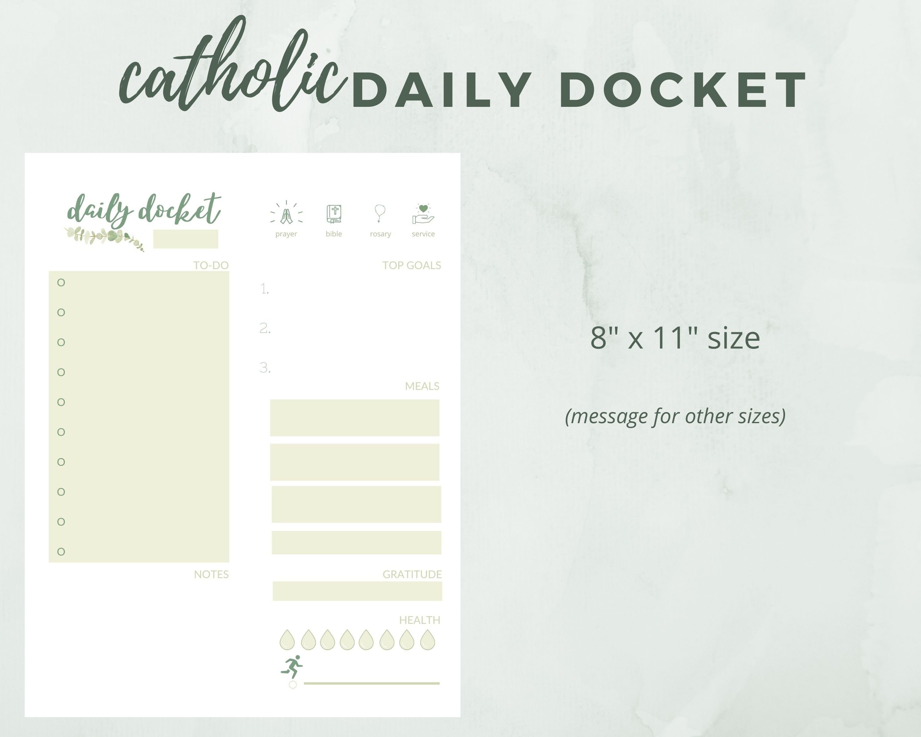 Catholic Daily Docket Printable: Daily Planner, Daily Agenda, Daily ...