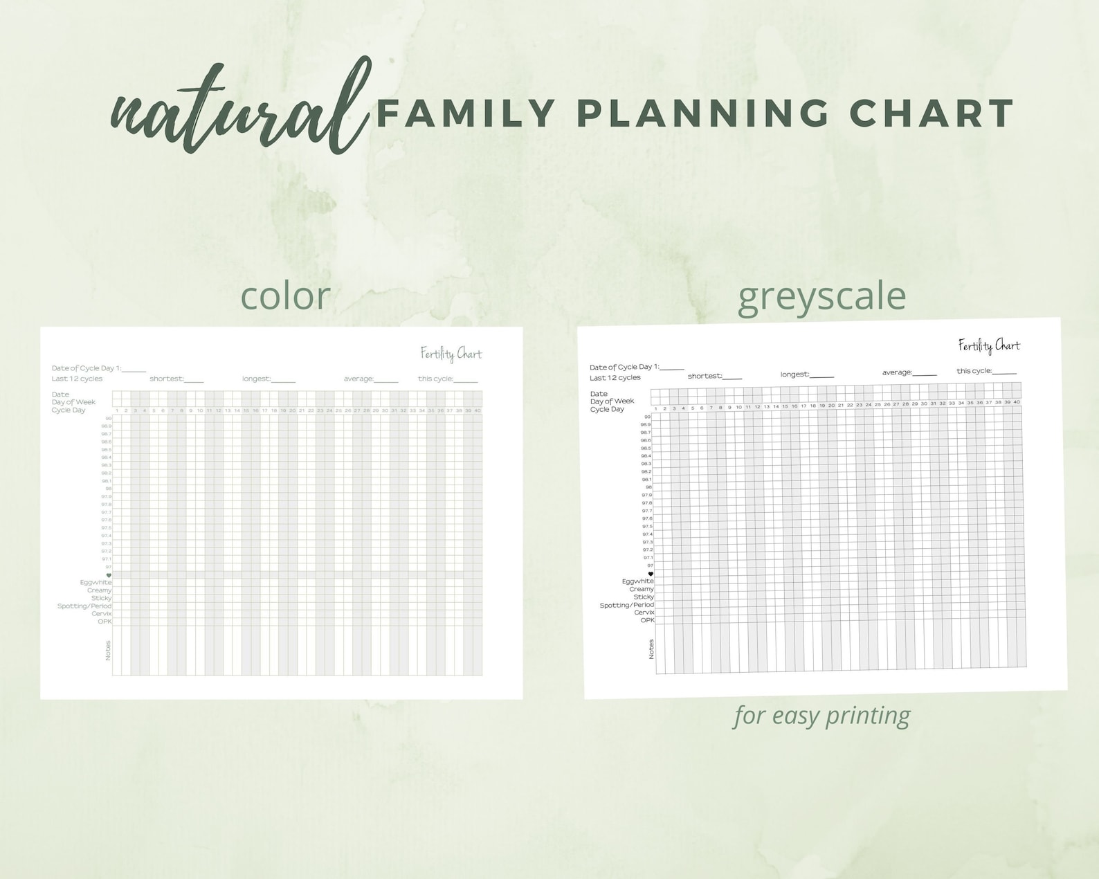 Natural Family Planning Printable Chart Fertility Awareness Etsy UK