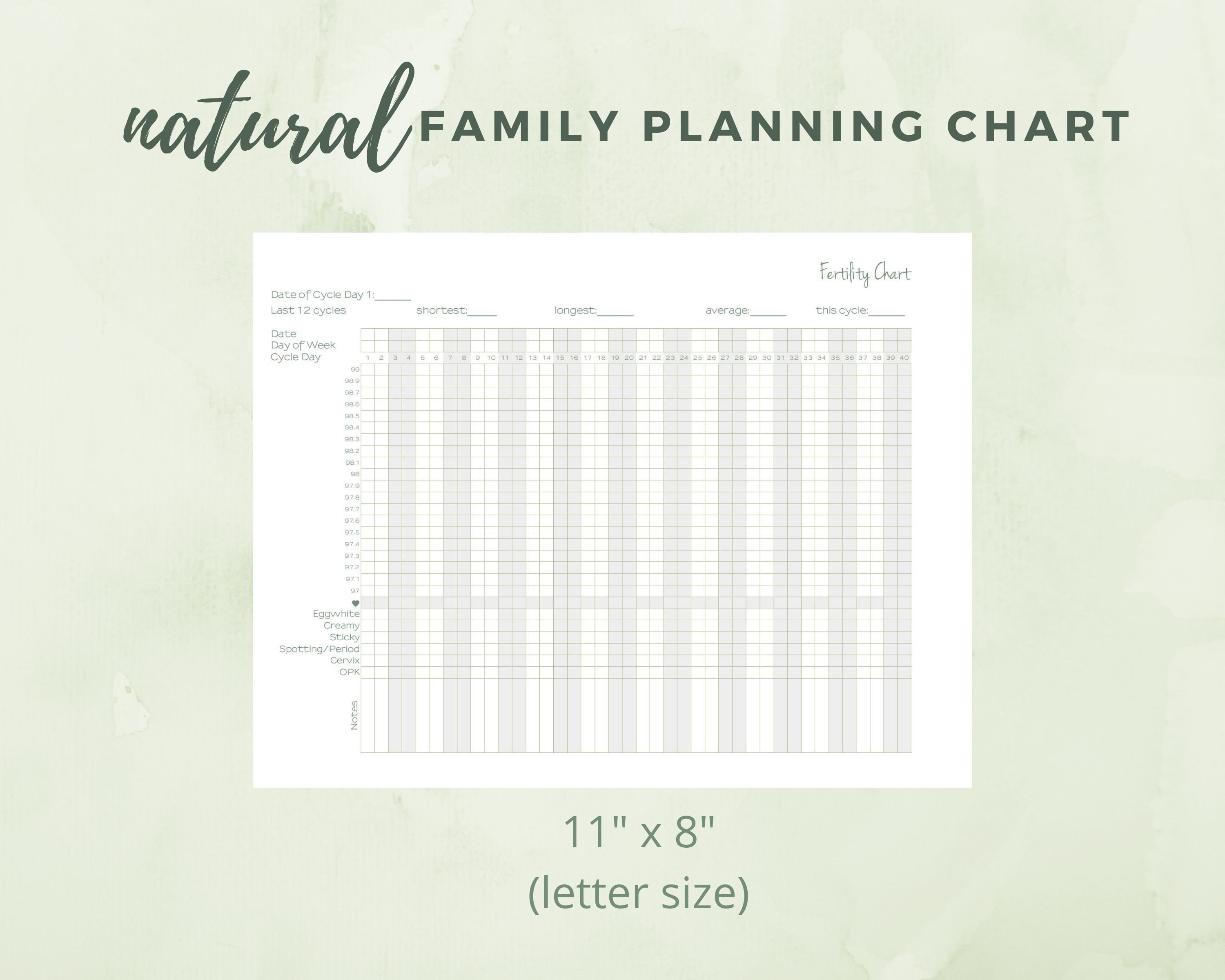 Natural Family Planning Printable Chart Fertility Awareness Etsy UK