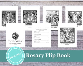 Printable Rosary Art Flipbook: Catholic Prayer Aid / Printable Catholic Devotion / Catholic Family / Rosary Print / Catholic Coloring Page