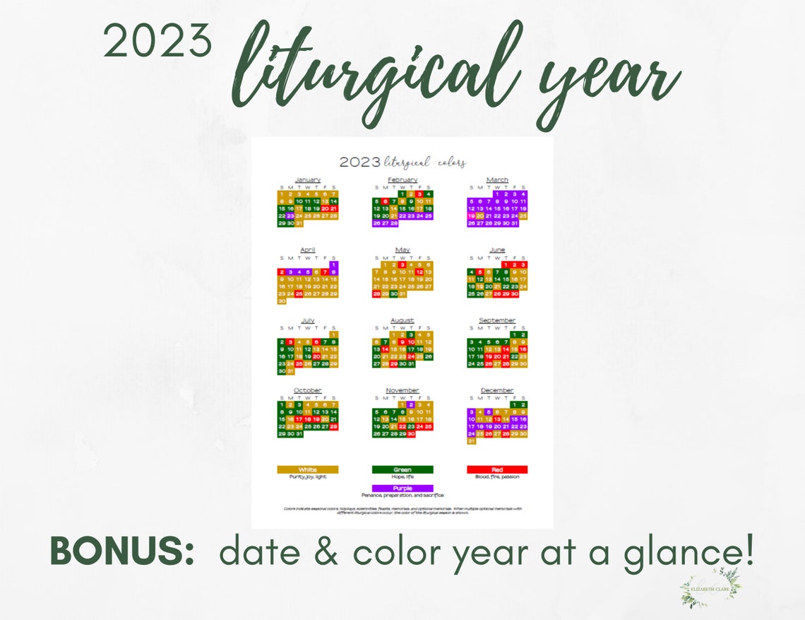 2023 Catholic Liturgical Calendar Year At A Glance Liturgical Etsy