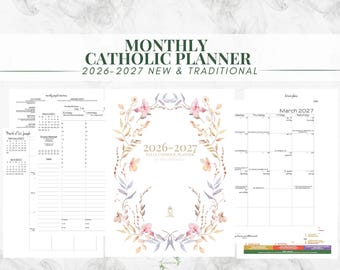 Agenda catholique mensuel 2026-2027 : calendrier de l'année liturgique (PDF imprimable)