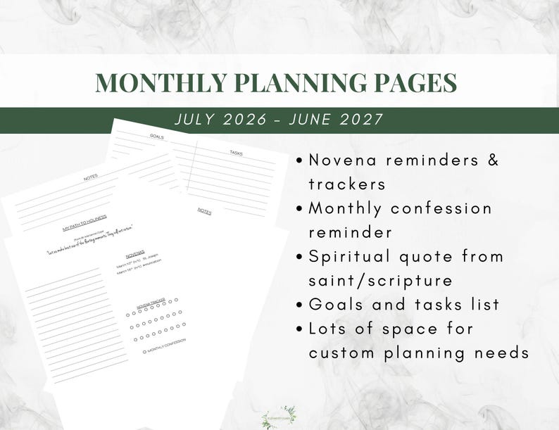 2026-2027 Catholic Planner Printable PDF: Daybook / Daily Weekly Calendar / Catholic Liturgical Year Calendar / Catholic Woman / TLM image 6
