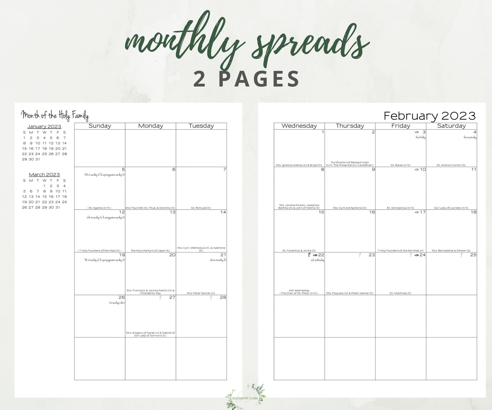 2023 Monthly Catholic Planner Printable PDF Monthly Calendar Etsy UK