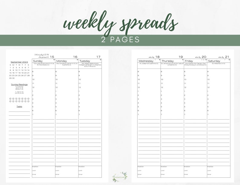 2024 Catholic Planner Printable PDF: Daybook / Daily Weekly Calendar / Catholic Liturgical Year Calendar / Catholic Woman / TLM image 5