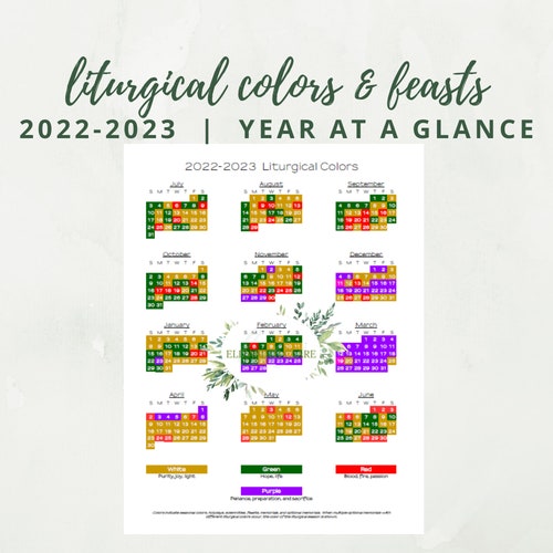 2022 2023 Catholic Liturgical Calendar Year At A Glance Etsy Australia