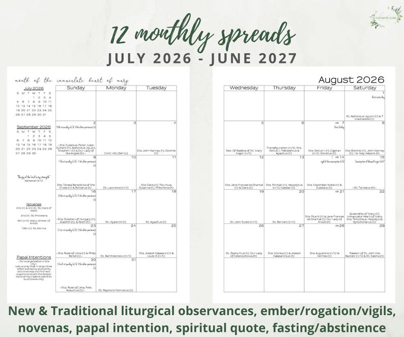 Papal Mass Schedule 2027