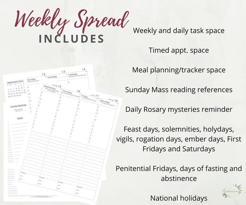 20212022 Traditional Catholic Weekly Planner Printable Latin Etsy