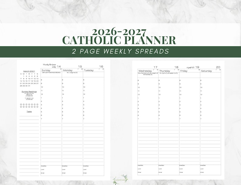 2026-2027 Catholic Planner Printable PDF: Daybook / Daily Weekly Calendar / Catholic Liturgical Year Calendar / Catholic Woman / TLM image 4