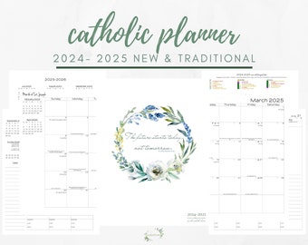 2024-2025 Catholic Planner Printable PDF:  Daybook / Daily Weekly Calendar / Academic Homeschool Liturgical Year  / Catholic Woman / TLM