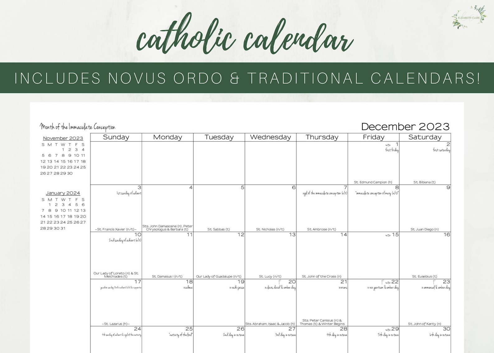 Free Printable Catholic Calendar 2023 Printable Calendar 2023