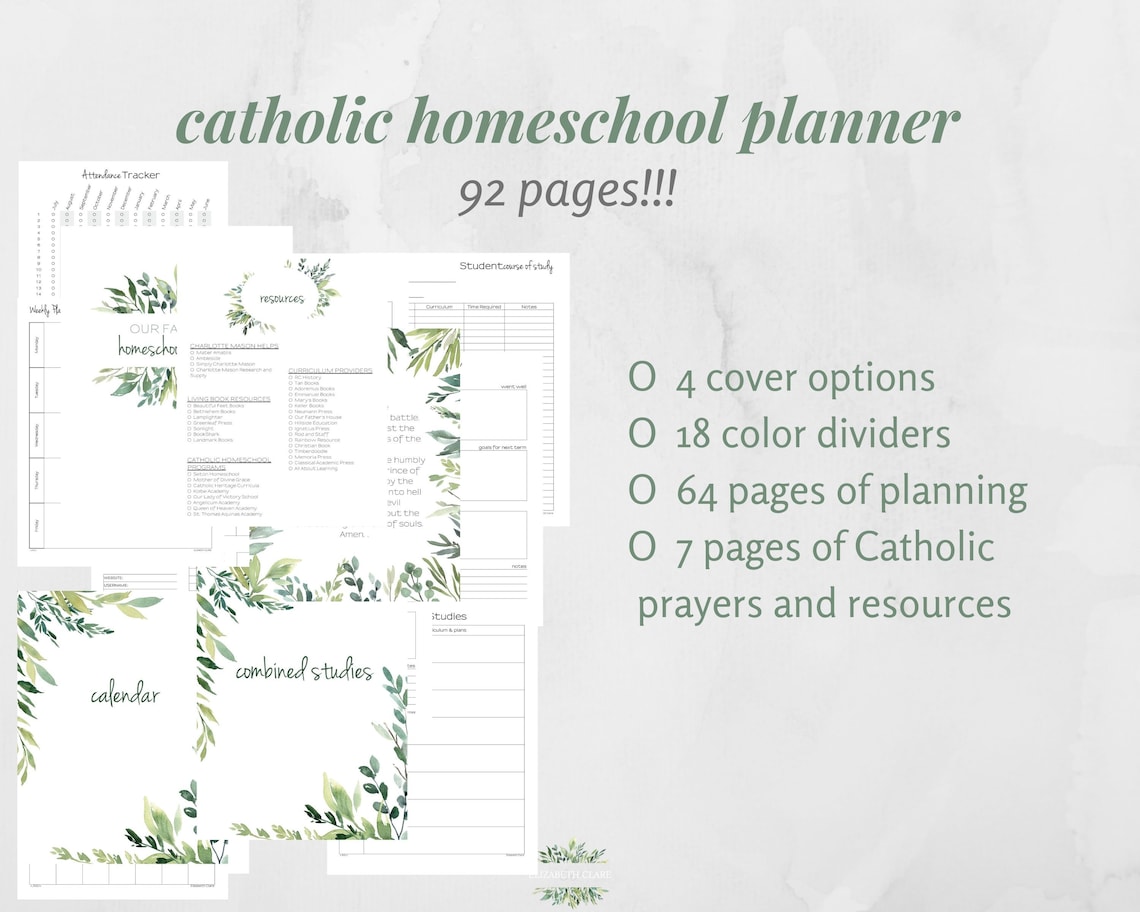 Catholic Homeschool Planner Printable pdf: Catholic | Etsy
