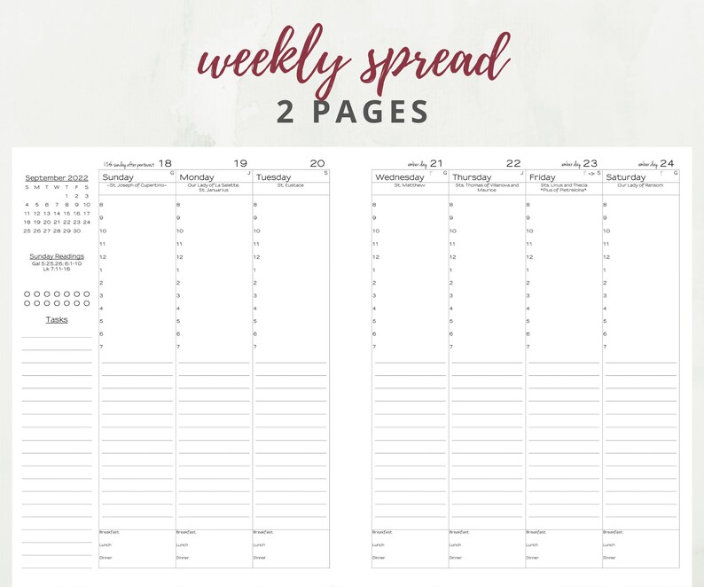 2022 2023 traditional catholic weekly planner printable etsy italia
