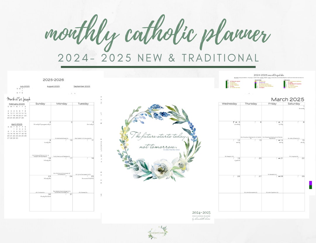 20242025 Catholic Monthly Planner Printable PDF Calendar / Academic
