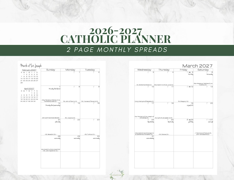 2026-2027 Catholic Planner Printable PDF: Daybook / Daily Weekly Calendar / Catholic Liturgical Year Calendar / Catholic Woman / TLM image 3