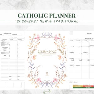2026-2027 Catholic Planner Printable PDF: Daybook / Daily Weekly Calendar / Catholic Liturgical Year Calendar / Catholic Woman / TLM image 1