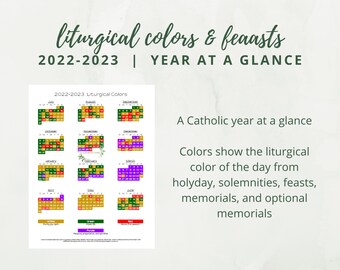 2022-2023 Catholic Liturgical Calendar Year At A Glance: | Etsy