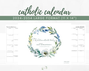 2024-2025 Large Format Catholic Calendar Academic Printable (11" x 14"):   Monthly One Page Liturgical Year Calendar / Catholic Family